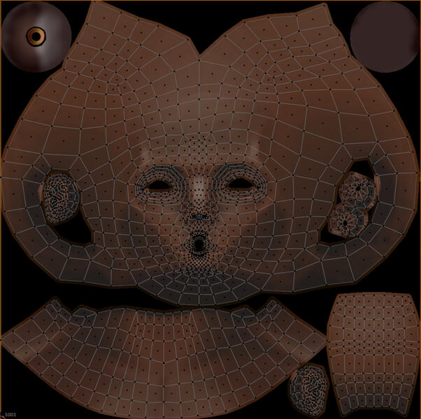 UDIM-based UV setup allows for the highest quality of textures on key areas like the face for an animation environment.