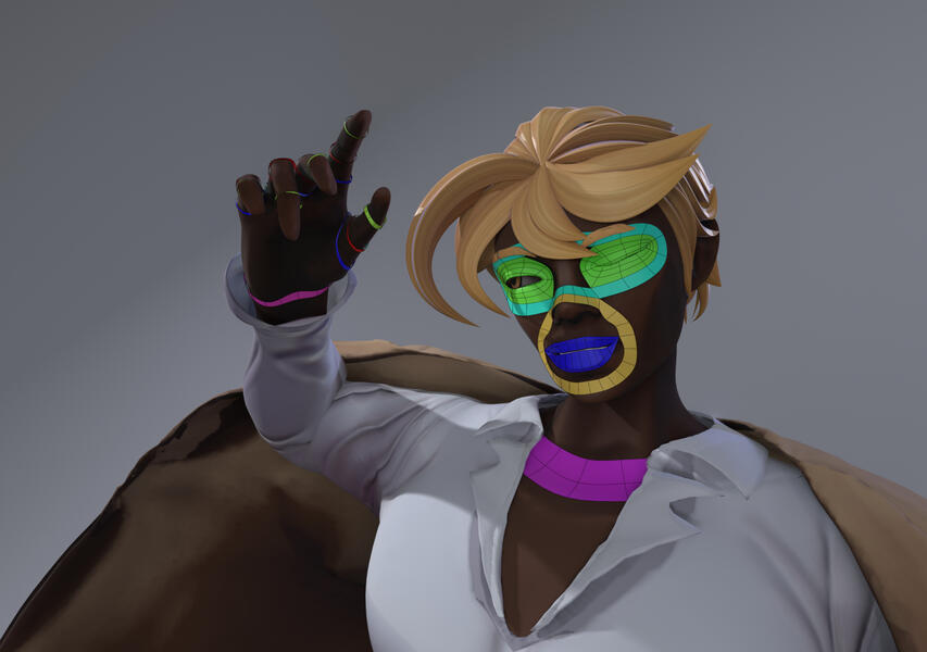 Topology made for animation with loops around key parts like the face and fingers.