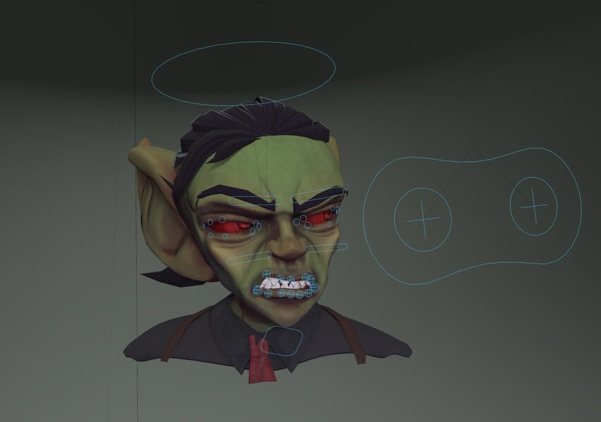Blendshapes and rigging are combined for facial expressions.